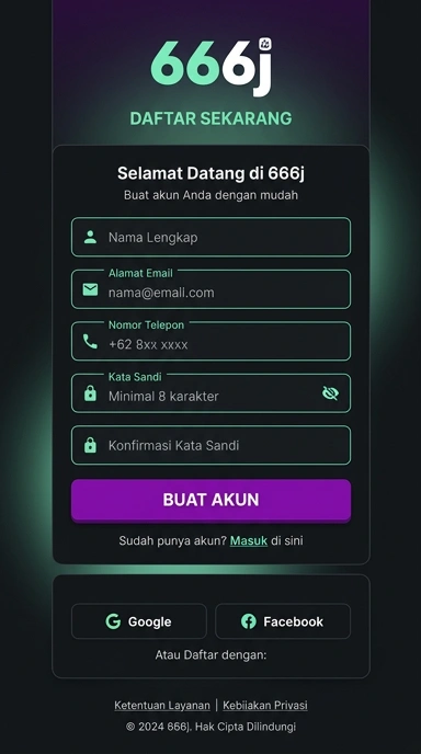 Tampilan halaman daftar 666j