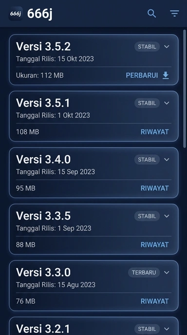 Tampilan riwayat versi 666j