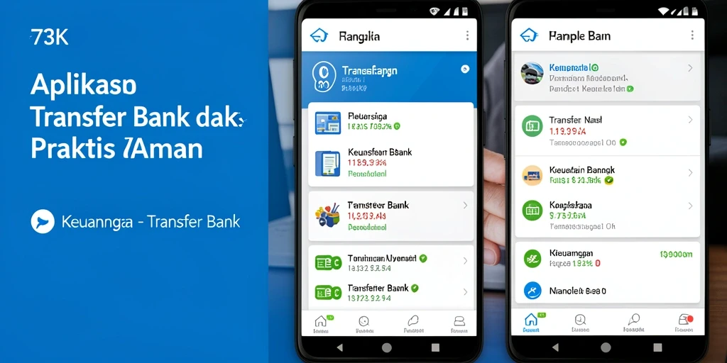 Antarmuka intuitif aplikasi Transfer Bank 73K yang memudahkan pengguna.