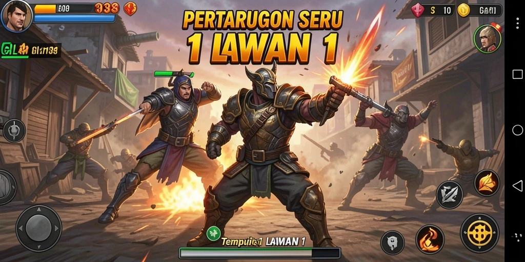 Screenshot utama GILA138 menampilkan pertarungan intens 1 lawan 1.