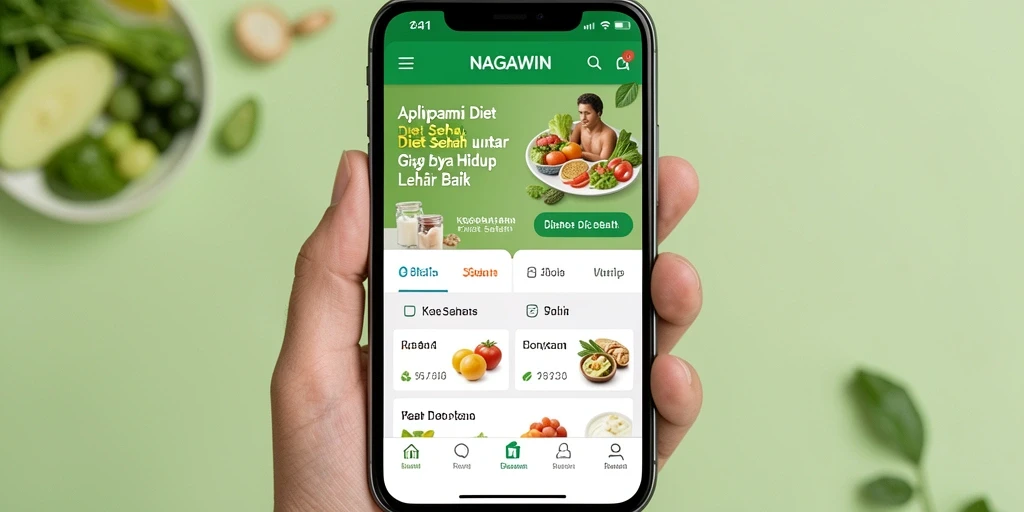 Antarmuka NAGAWIN yang ramah pengguna untuk diet sehat.