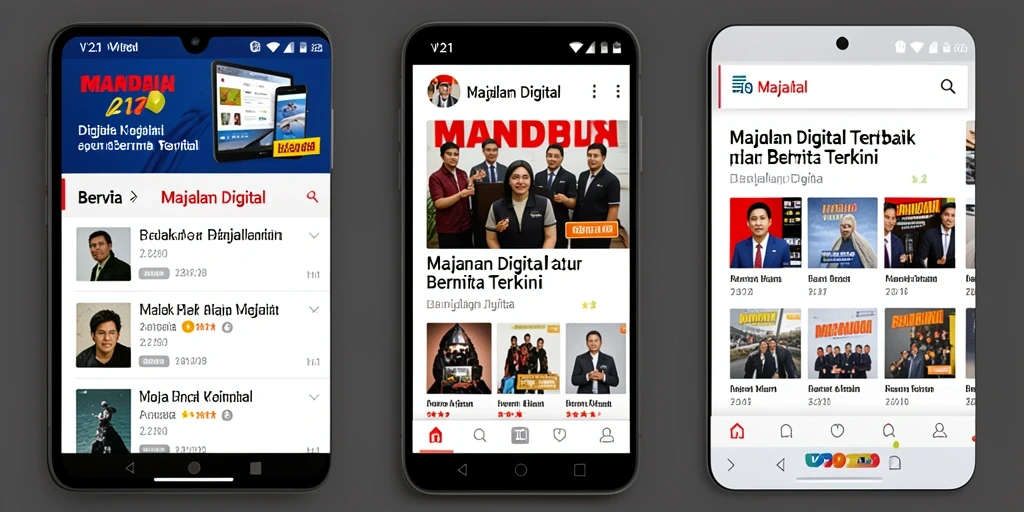 Tampilan utama V21 yang menampilkan berbagai majalah digital terbaru.
